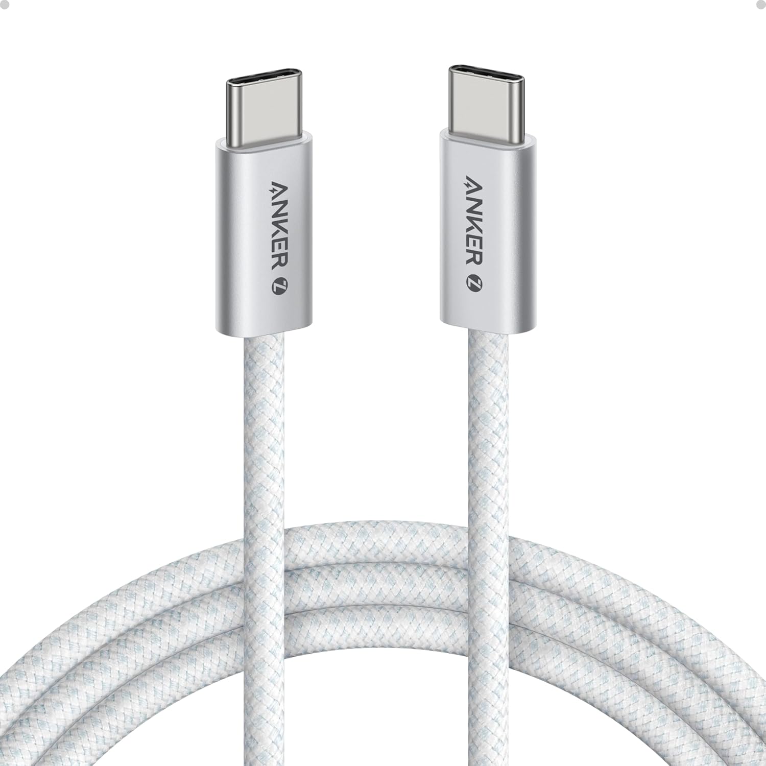 Anker Zolo 240W USB-C to USB-C Cable, Braided and Dirt-Free 0.9m (3ft) | White Anker Zolo 240W USB-C to USB-C Cable, Braided and Dirt-Free 0.9m (3ft) | White